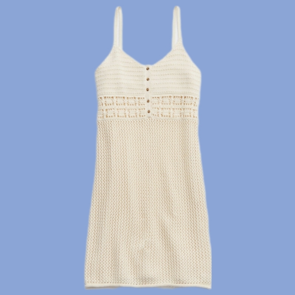 NWOT Aerie Crochet Button Front Spaghetti Strap Dress